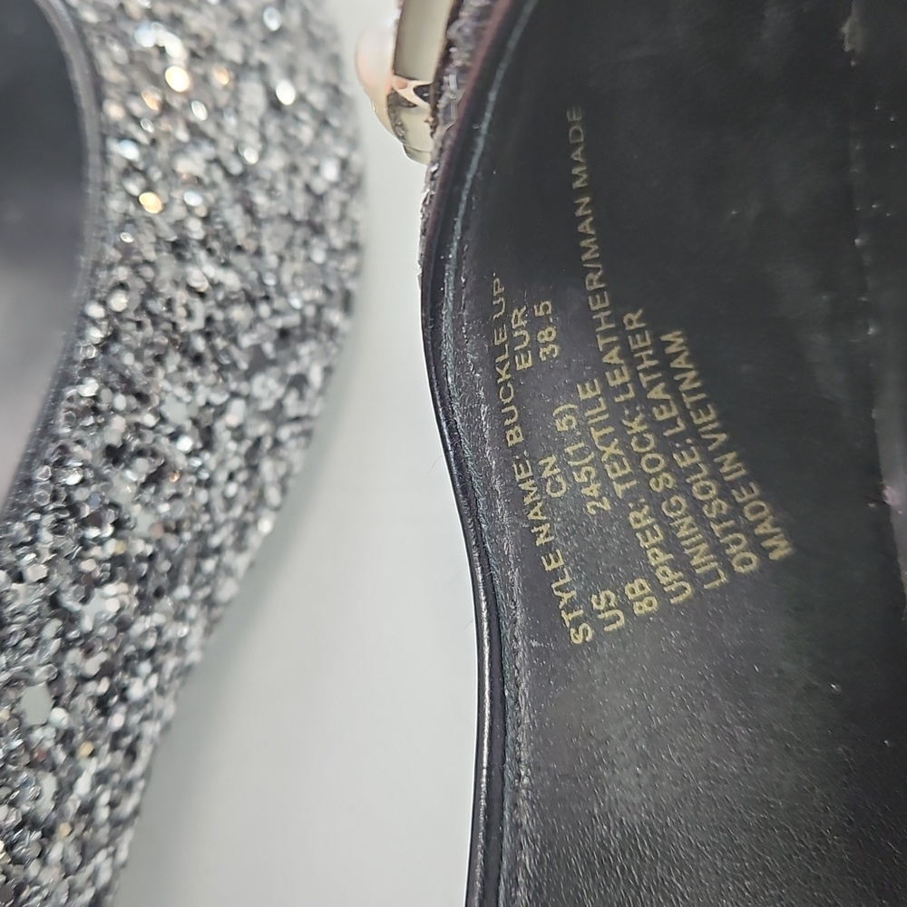 Kate Spade Silver Buckle Up Glitter Flats Size 38.5 - Picture 16 of 16